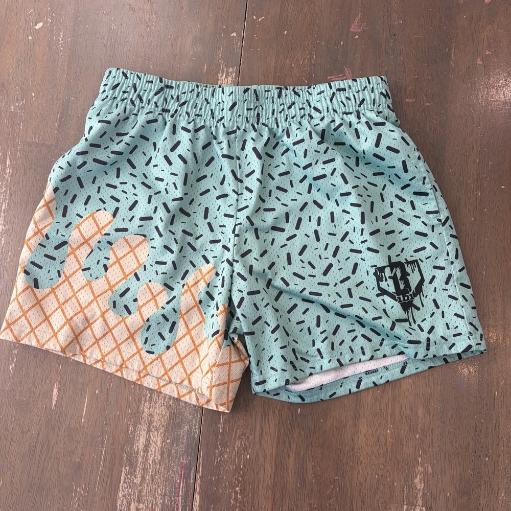 B101 Baseball Shorts Mens Small Mint Green Ice Cream Mesh Lined Lifestyle